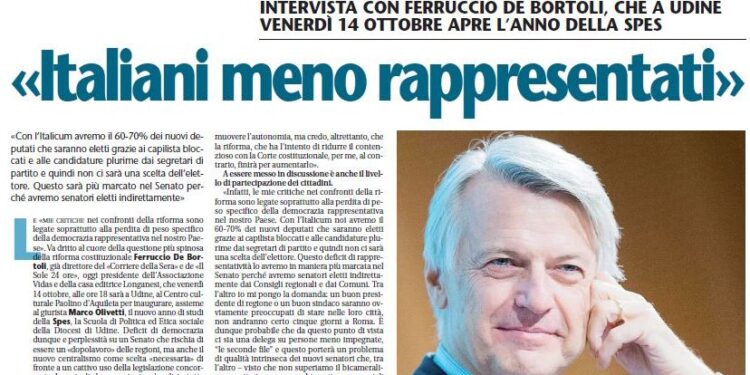 De Bortoli a «la Vita Cattolica»: “Con il sì al referendum politica sempre più autoreferenziale”