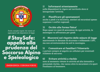 #StaySafe, appello alla prudenza del Soccorso alpino