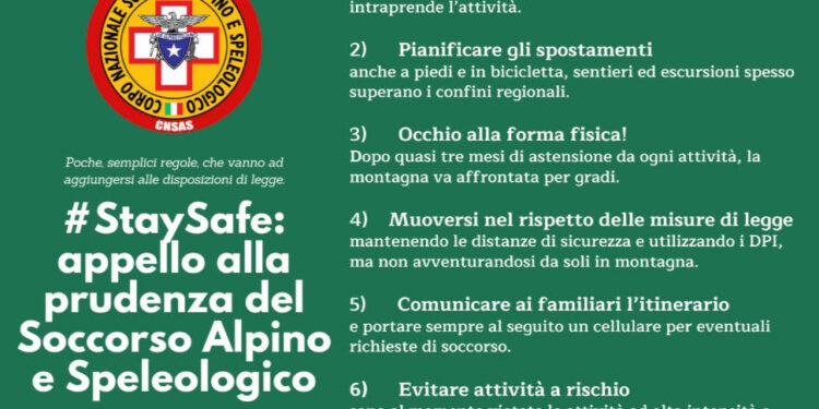 #StaySafe, appello alla prudenza del Soccorso alpino