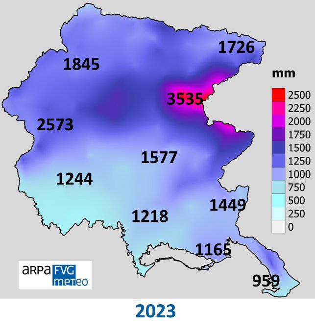 fig. 1 - pluviometria 2023. elaborazioni arpa fvg ...