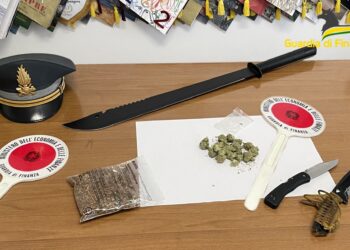 Stupizza. Nell’auto un machete, un pugnale e droga