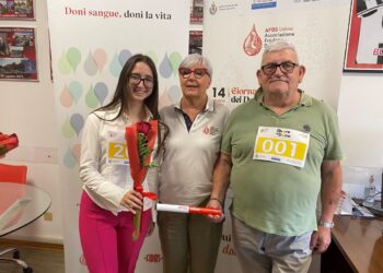 Dino Durì con Silvia Molaro; al centro la presidente AFDS Monica Nardon