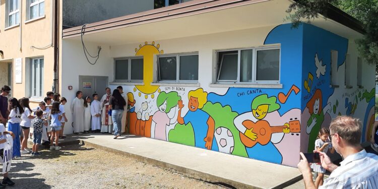 In oratorio a Laipacco il murales realizzato dai ragazzi e dai volontari della Parrocchia